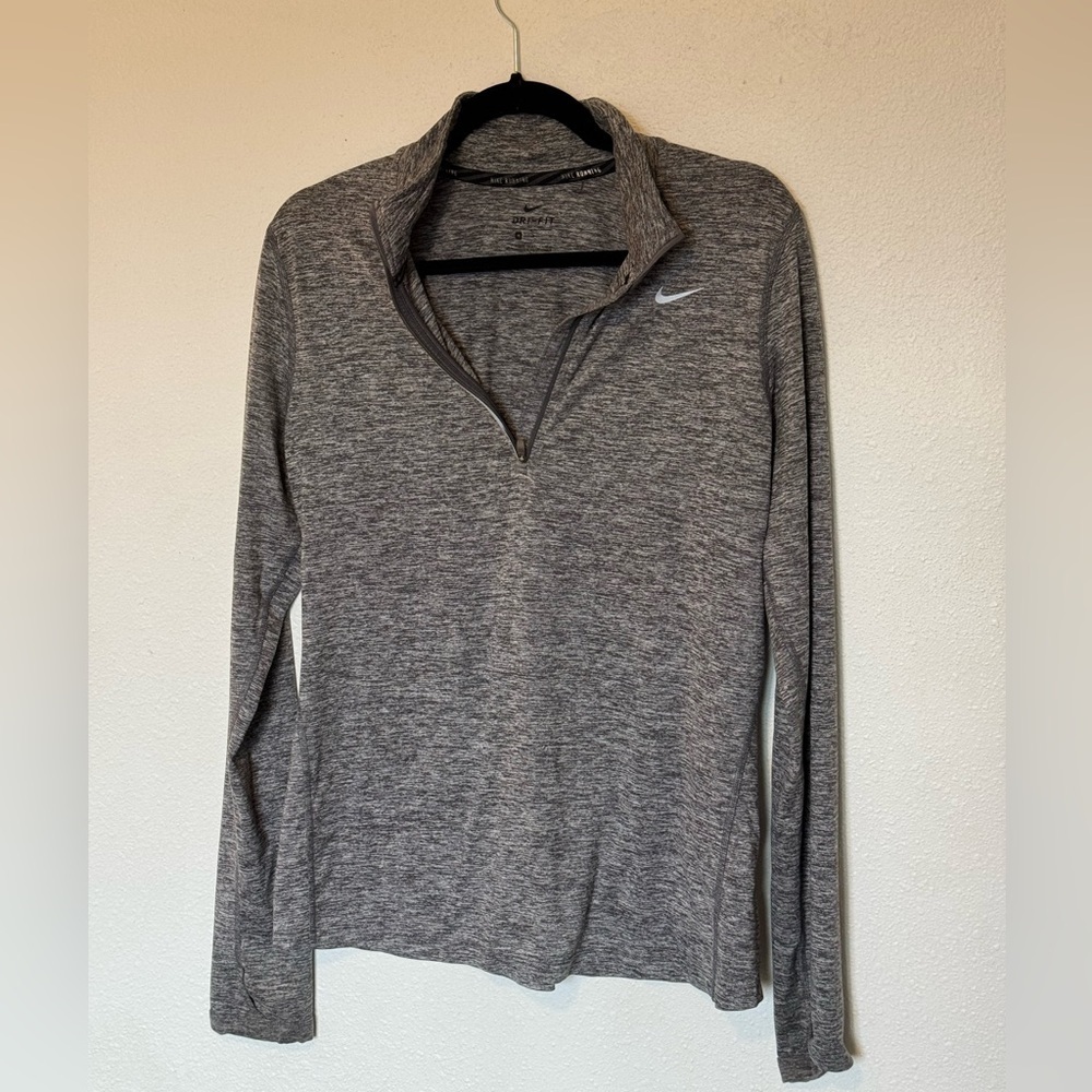 Nike Women's Heathered Gray Long Sleeve Tee dri-fit M